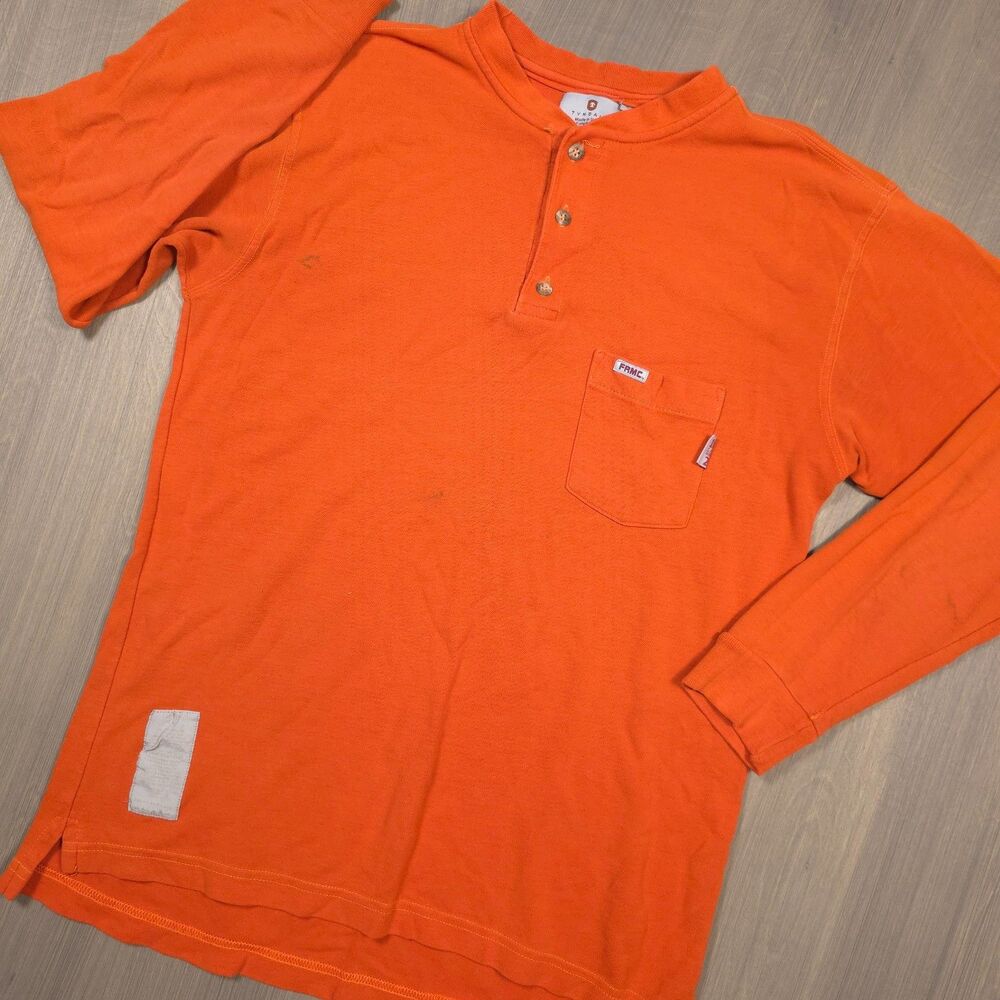 Tyndale Fire Resistant Men's Large Long Sleeved Orange Henley